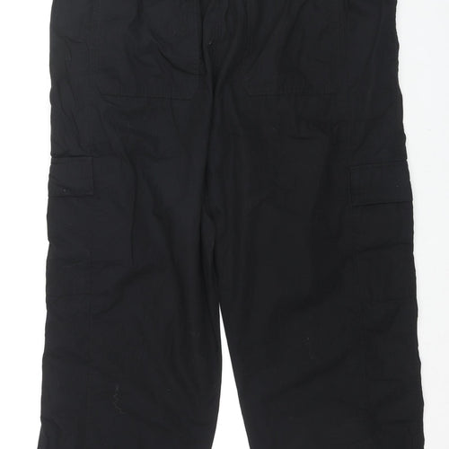 Marks and Spencer Womens Black Cotton Cargo Trousers Size 20 L25 in Regular Drawstring