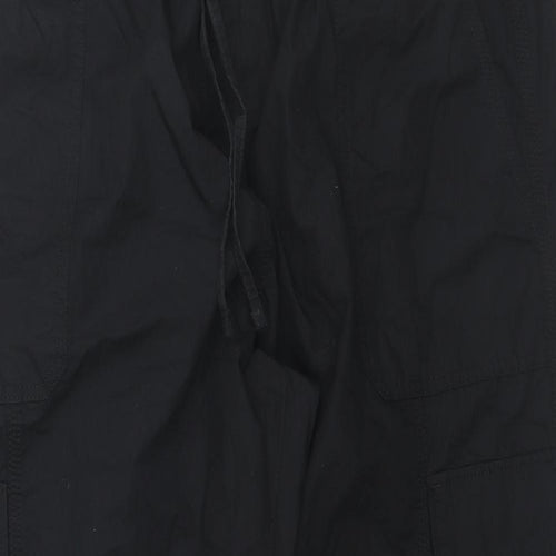 Marks and Spencer Womens Black Cotton Cargo Trousers Size 20 L25 in Regular Drawstring