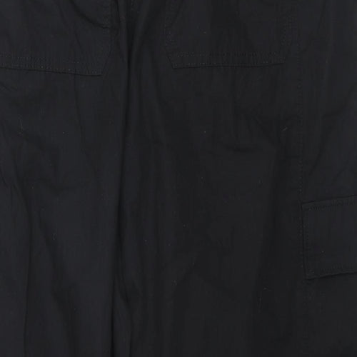 Marks and Spencer Womens Black Cotton Cargo Trousers Size 20 L25 in Regular Drawstring