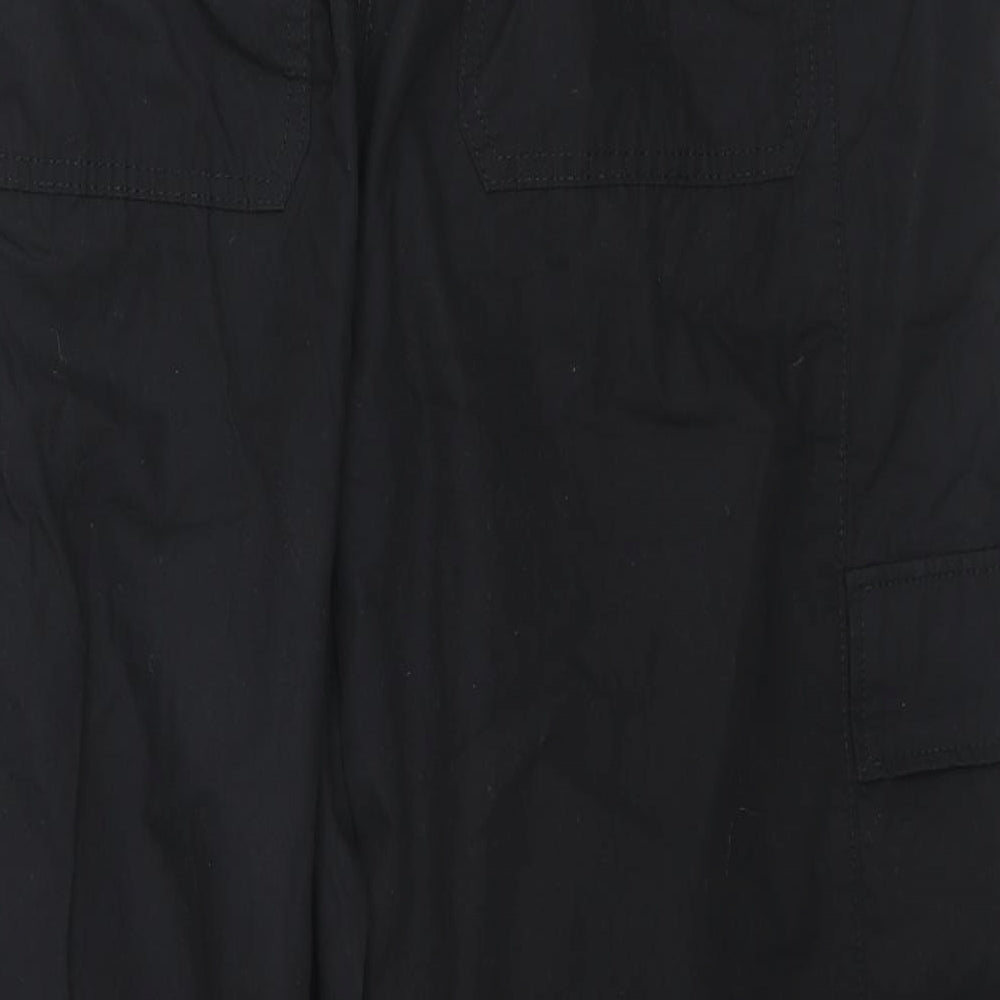 Marks and Spencer Womens Black Cotton Cargo Trousers Size 20 L25 in Regular Drawstring