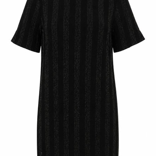 Monki Womens Black Striped Polyester T-Shirt Dress Size XS Crew Neck Pullover - Glitter