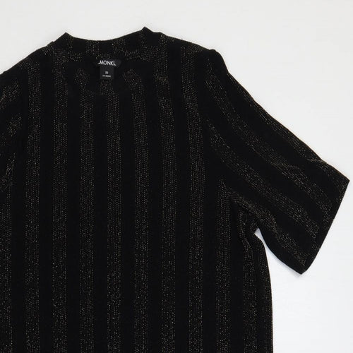 Monki Womens Black Striped Polyester T-Shirt Dress Size XS Crew Neck Pullover - Glitter