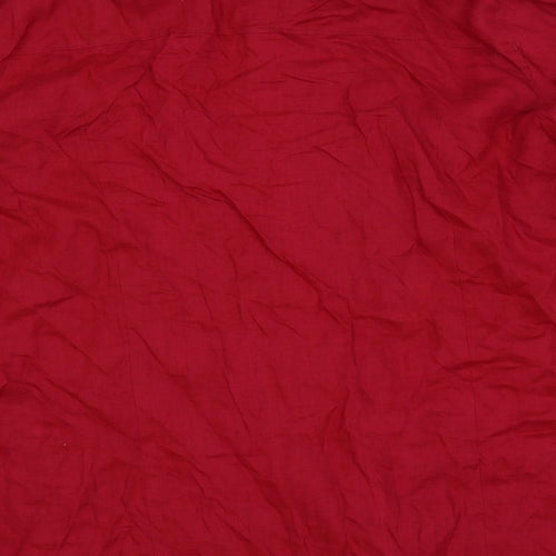 Marks and Spencer Womens Red Linen Tunic Button-Up Size 26 Collared