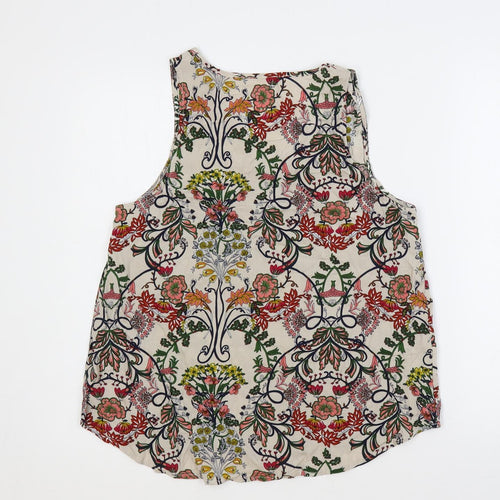 Fun2Fun Womens Multicoloured Floral Viscose Basic Blouse Size L V-Neck