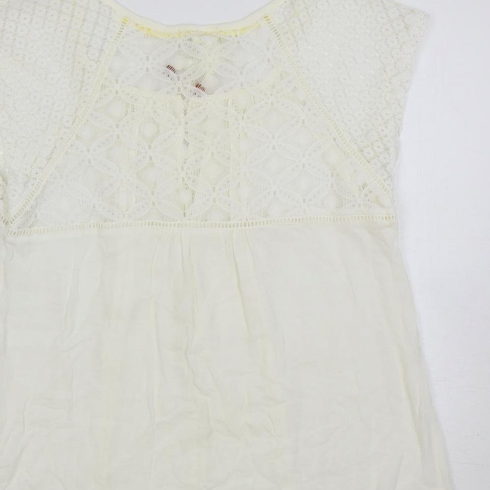 Taylor & Sage Womens White Polyester Basic Blouse Size XL Boat Neck - Tasseled