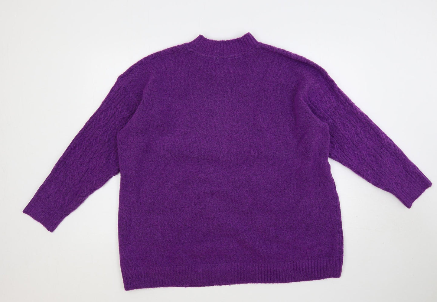 EWM Womens Purple Mock Neck Acrylic Pullover Jumper Size XL - Textured