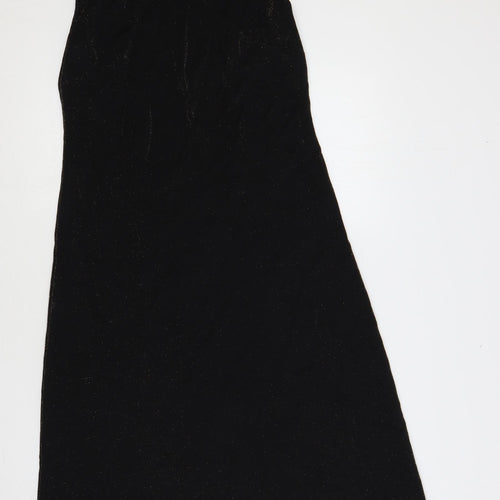 BHS Womens Black Nylon A-Line Size 14 Boat Neck - Glitter