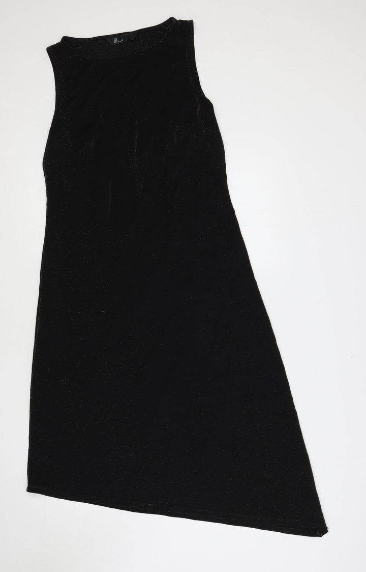 BHS Womens Black Nylon A-Line Size 14 Boat Neck - Glitter