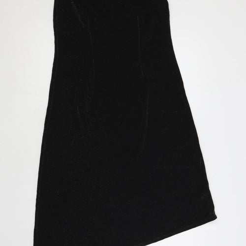 BHS Womens Black Nylon A-Line Size 14 Boat Neck - Glitter