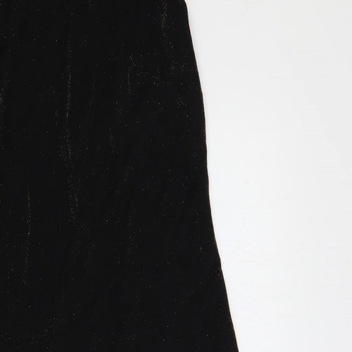 BHS Womens Black Nylon A-Line Size 14 Boat Neck - Glitter
