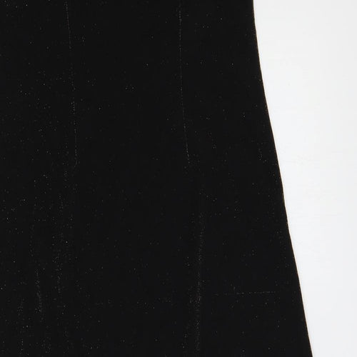 BHS Womens Black Nylon A-Line Size 14 Boat Neck - Glitter