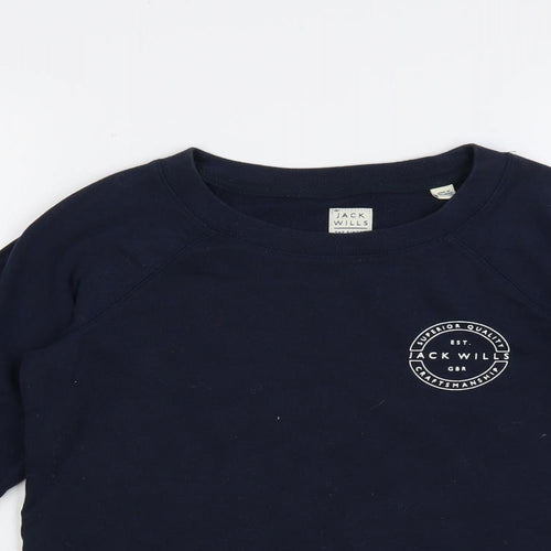 Jack Wills Womens Blue Cotton Pullover Sweatshirt Size 6 Pullover - Logo