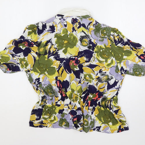 Canda Womens Multicoloured Geometric Viscose Basic Button-Up Size 16 Collared - Peplum