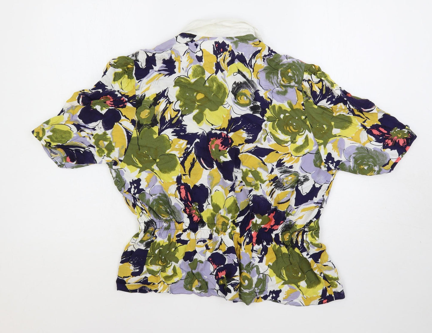 Canda Womens Multicoloured Geometric Viscose Basic Button-Up Size 16 Collared - Peplum