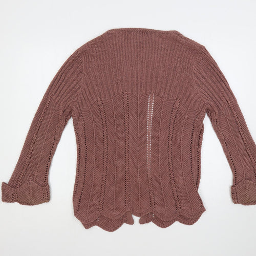 Alexara Womens Pink Round Neck Acrylic Cardigan Jumper Size M - Open