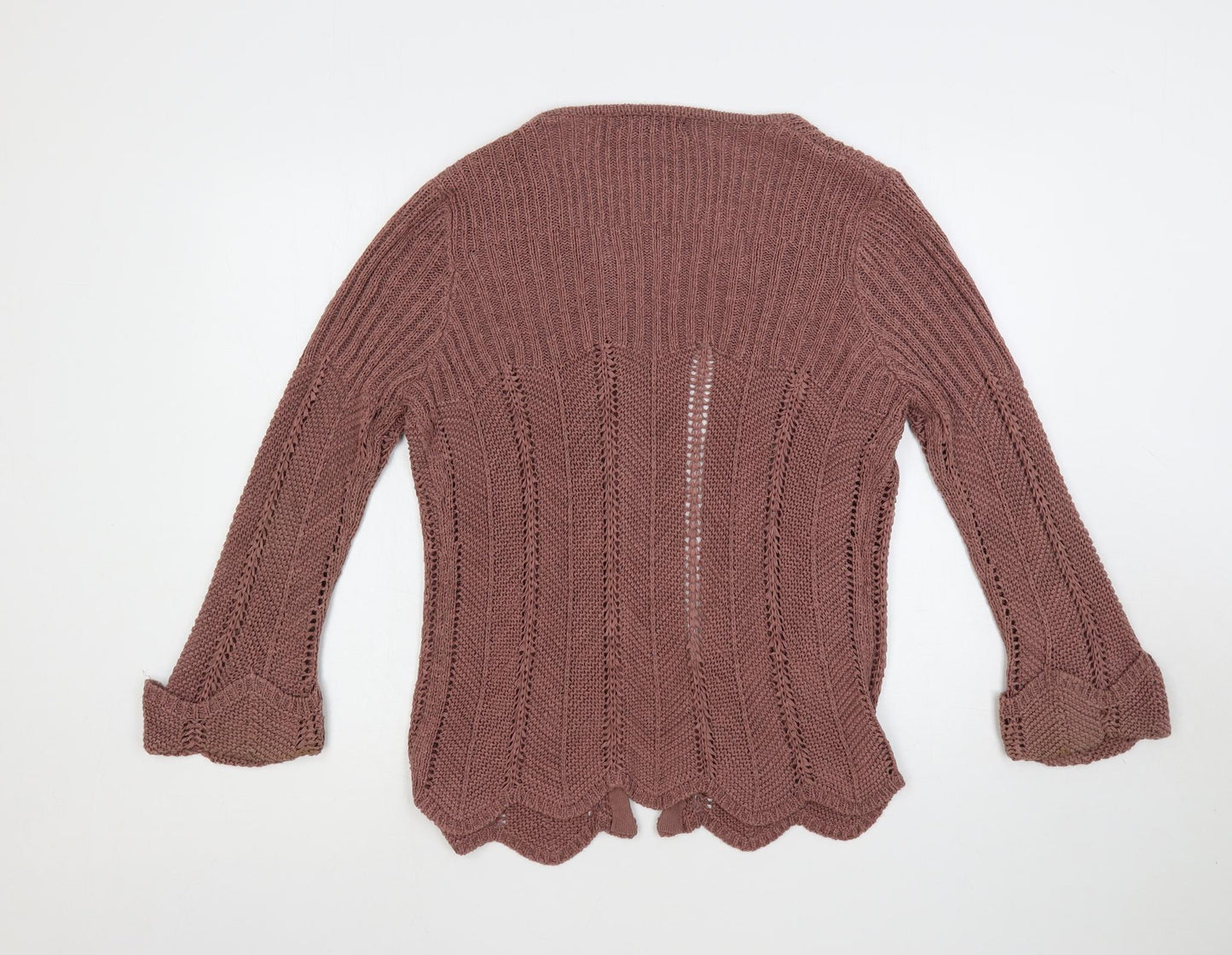 Alexara Womens Pink Round Neck Acrylic Cardigan Jumper Size M - Open