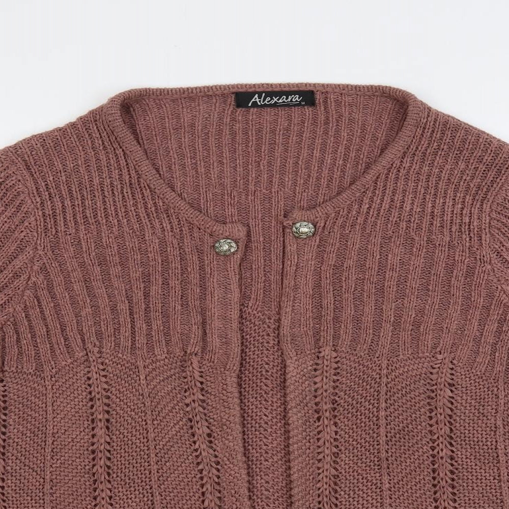 Alexara Womens Pink Round Neck Acrylic Cardigan Jumper Size M - Open
