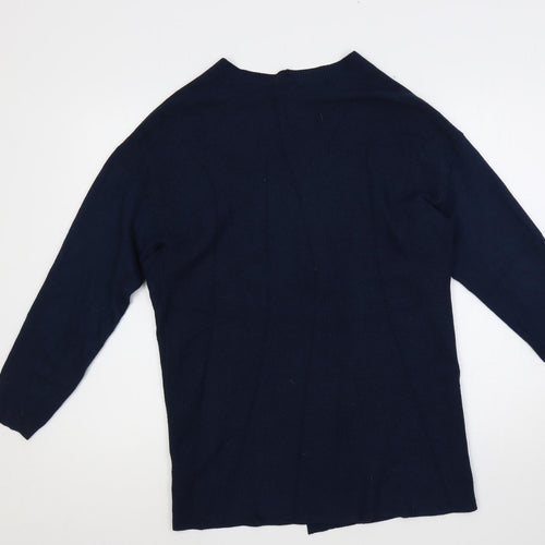 Roman Womens Blue V-Neck Viscose Cardigan Jumper Size 14 - Open