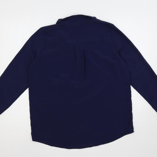 Edit Or's Cut Womens Blue Polyester Basic Button-Up Size 12 Collared
