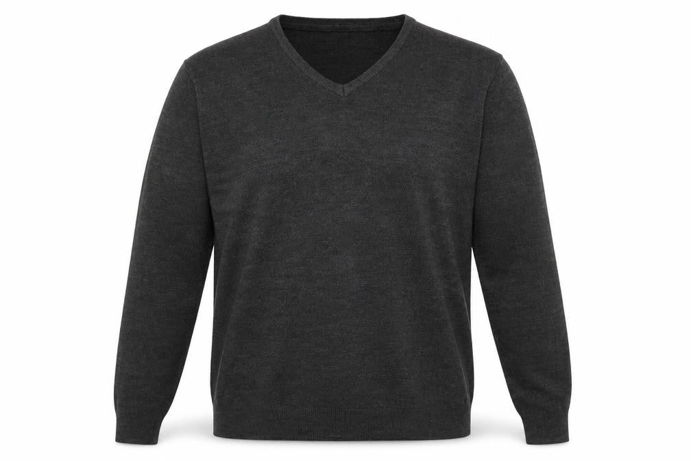 Marks and Spencer Mens Grey V-Neck Acrylic Pullover Jumper Size XL Long Sleeve