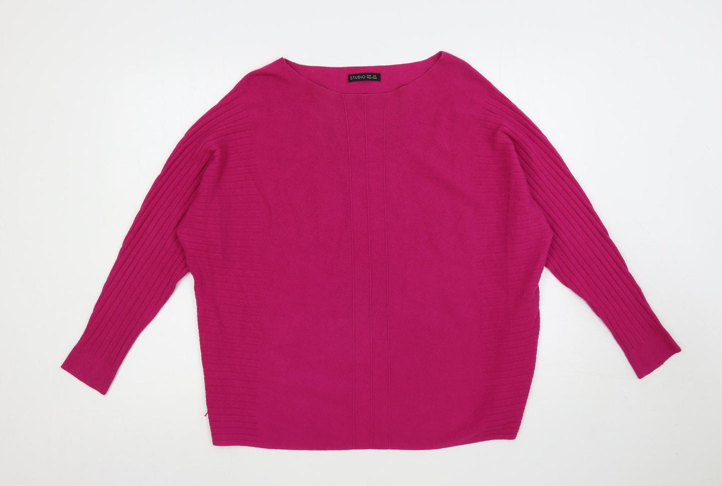 Studio Womens Pink Boat Neck Viscose Pullover Jumper One Size