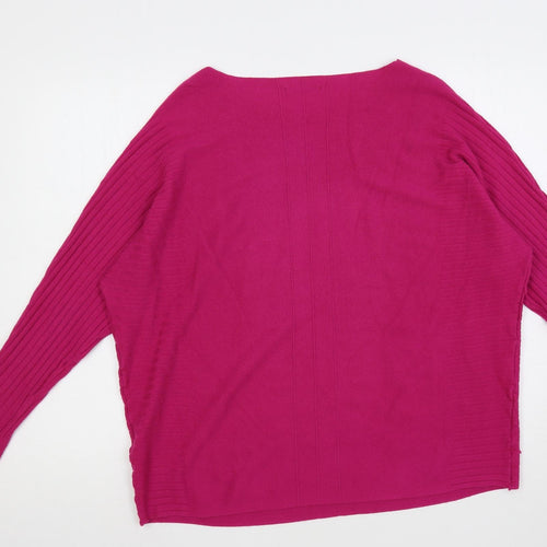 Studio Womens Pink Boat Neck Viscose Pullover Jumper One Size