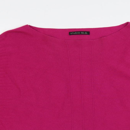 Studio Womens Pink Boat Neck Viscose Pullover Jumper One Size