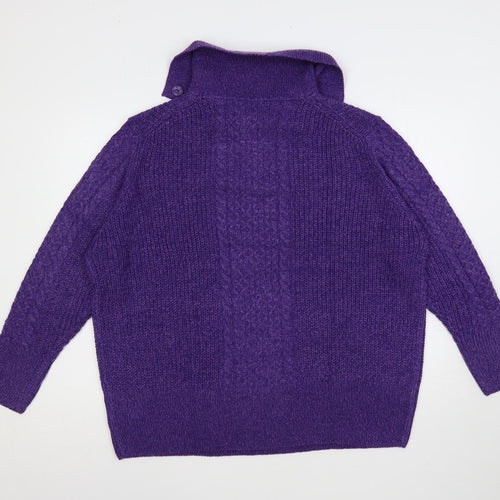 Country Rose Womens Purple Collared Acrylic Pullover Jumper Size XL