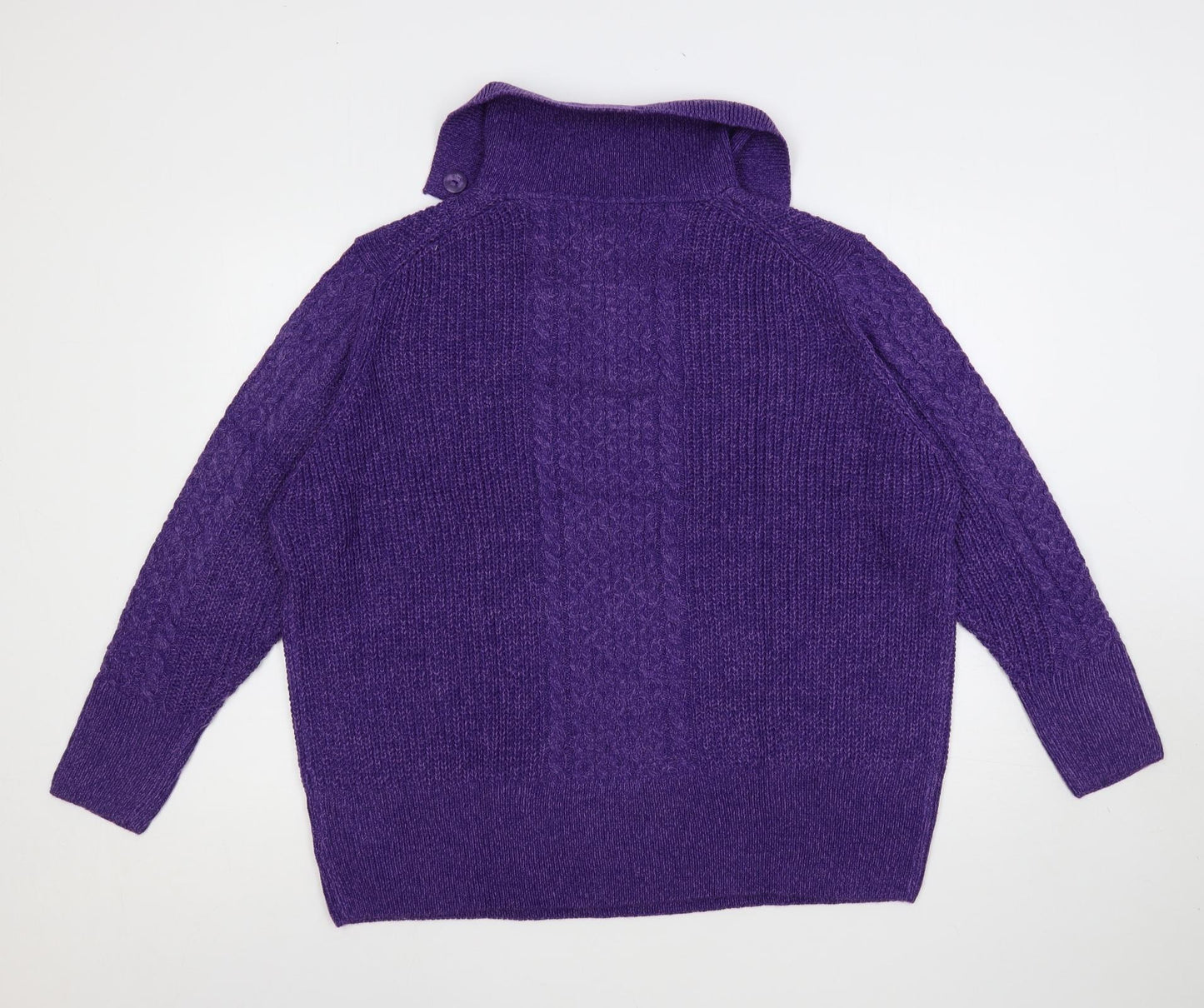 Country Rose Womens Purple Collared Acrylic Pullover Jumper Size XL