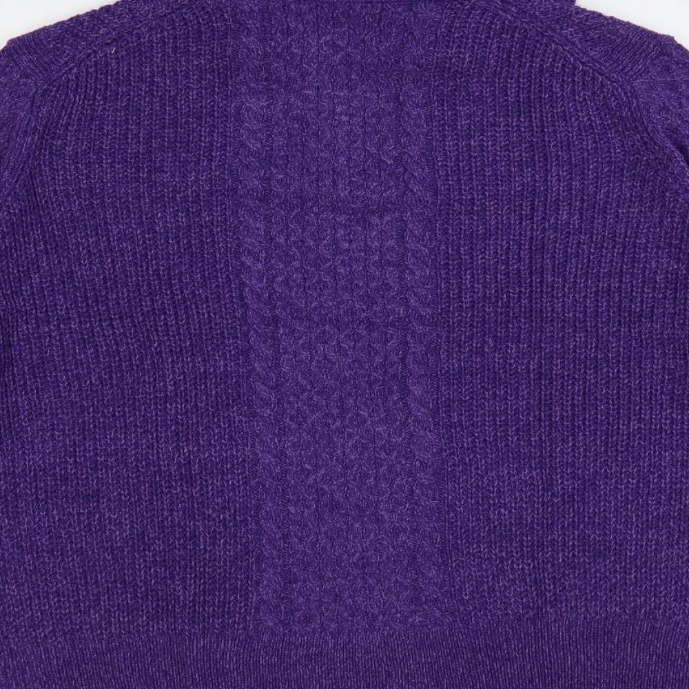 Country Rose Womens Purple Collared Acrylic Pullover Jumper Size XL