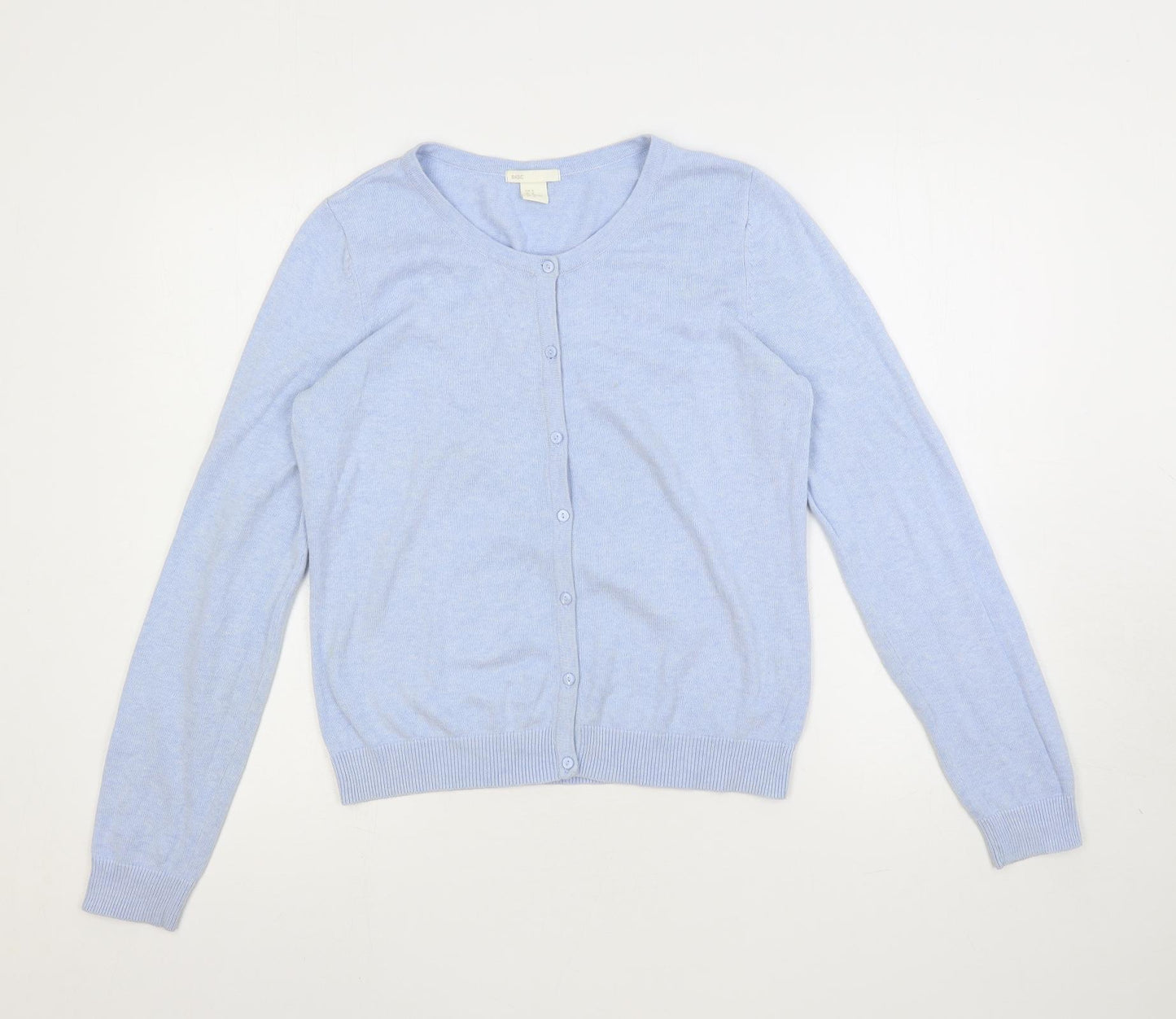 H&M Womens Blue Round Neck Cotton Cardigan Jumper Size M