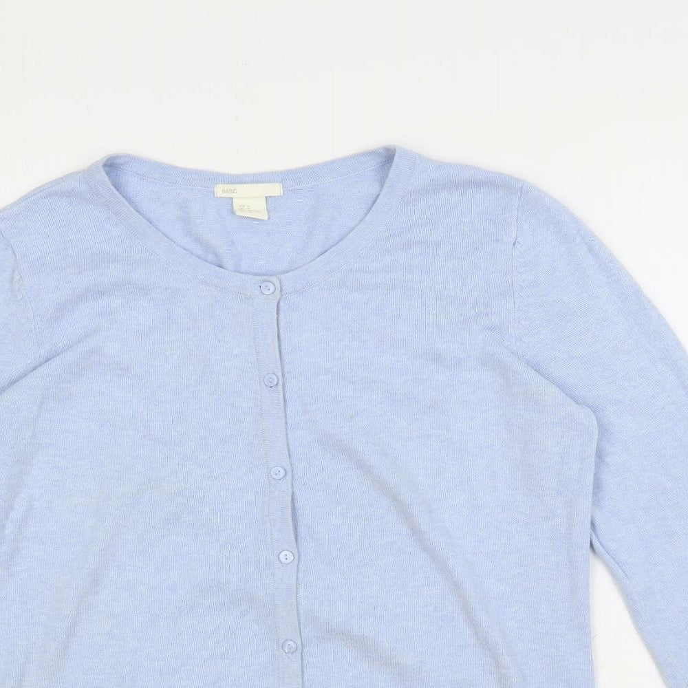 H&M Womens Blue Round Neck Cotton Cardigan Jumper Size M