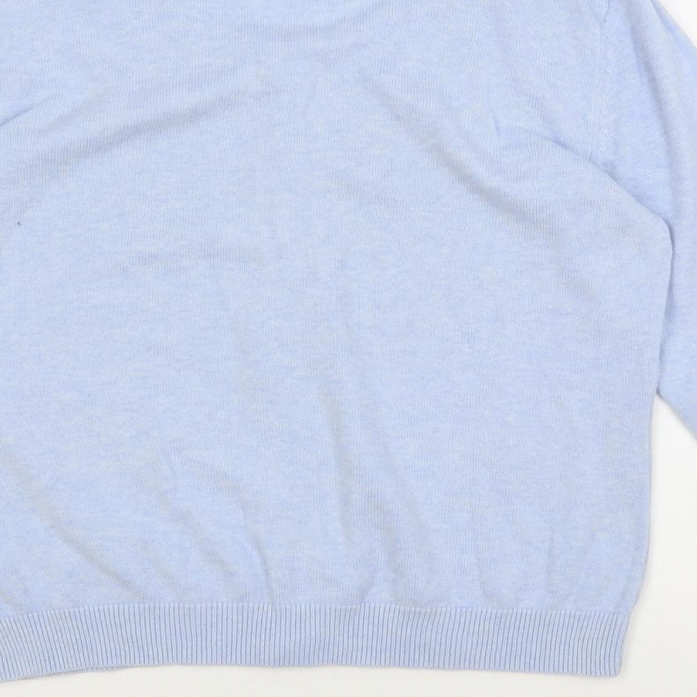 H&M Womens Blue Round Neck Cotton Cardigan Jumper Size M