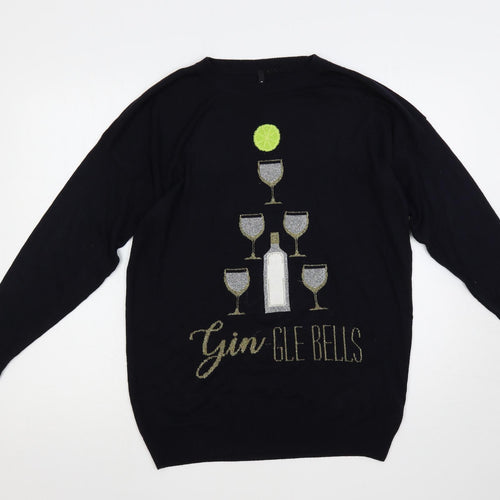 Capsule Womens Blue Crew Neck Viscose Pullover Jumper Size 12 - Gin-Gle-Bells