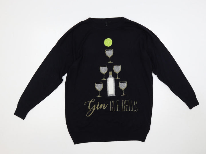 Capsule Womens Blue Crew Neck Viscose Pullover Jumper Size 12 - Gin-Gle-Bells