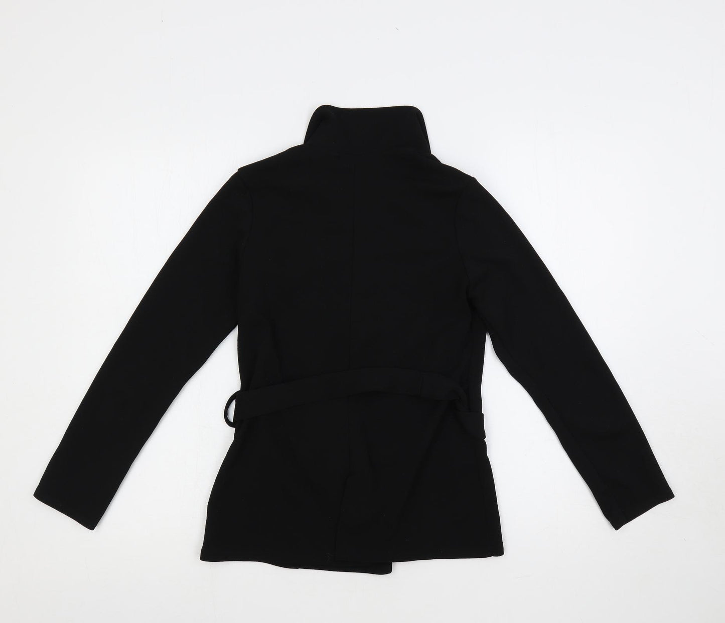 PRETTYLITTLETHING Womens Black Polyester Basic Blouse Size 10 V-Neck - Belted
