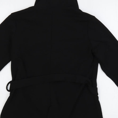 PRETTYLITTLETHING Womens Black Polyester Basic Blouse Size 10 V-Neck - Belted