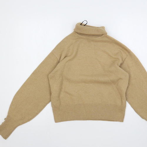 H&M Womens Beige Roll Neck Polyester Pullover Jumper Size XS