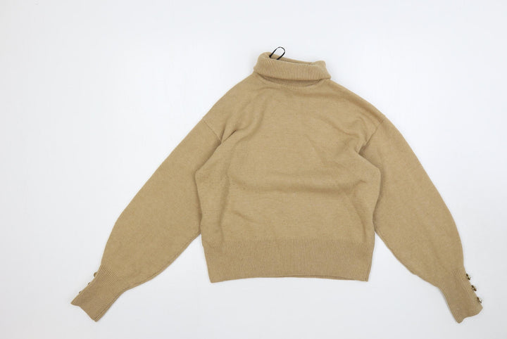 H&M Womens Beige Roll Neck Polyester Pullover Jumper Size XS