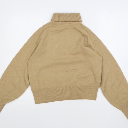 H&M Womens Beige Roll Neck Polyester Pullover Jumper Size XS