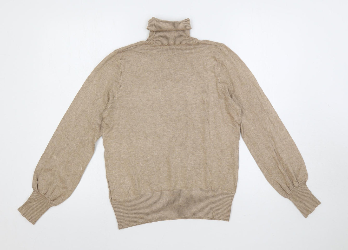 Marks and Spencer Womens Beige Roll Neck Viscose Pullover Jumper Size 12