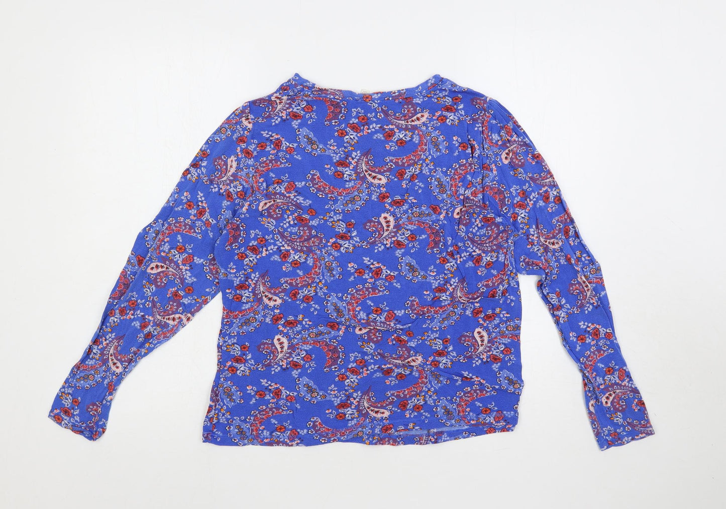 Per Una Womens Blue Paisley Modal Basic T-Shirt Size 16 Round Neck