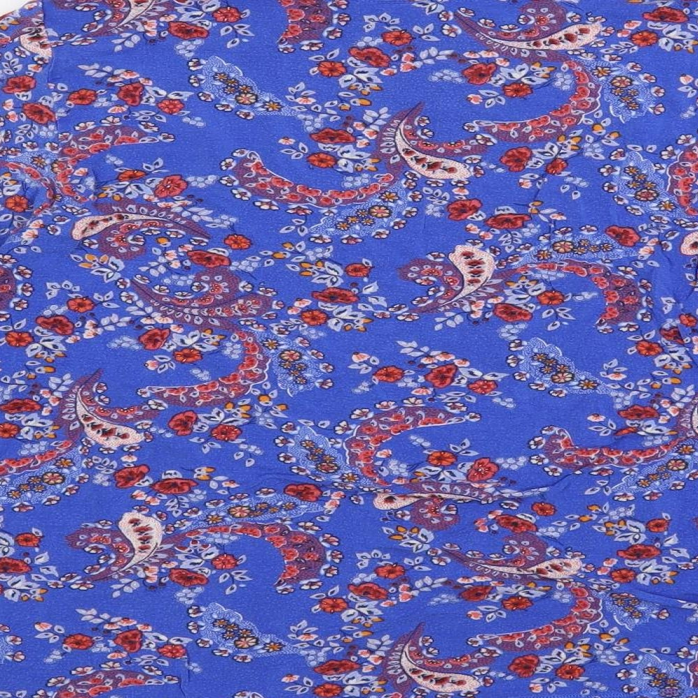 Per Una Womens Blue Paisley Modal Basic T-Shirt Size 16 Round Neck