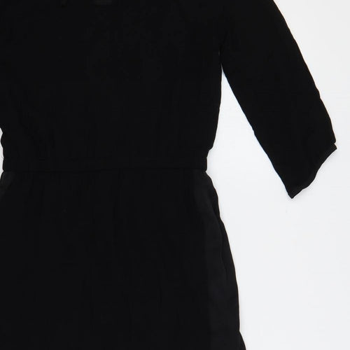 H&M Womens Black Viscose Shift Size 10 Boat Neck Zip