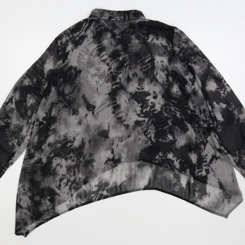 H&M Womens Grey Geometric Polyester Basic Button-Up Size 16 Collared - Tie-Dye