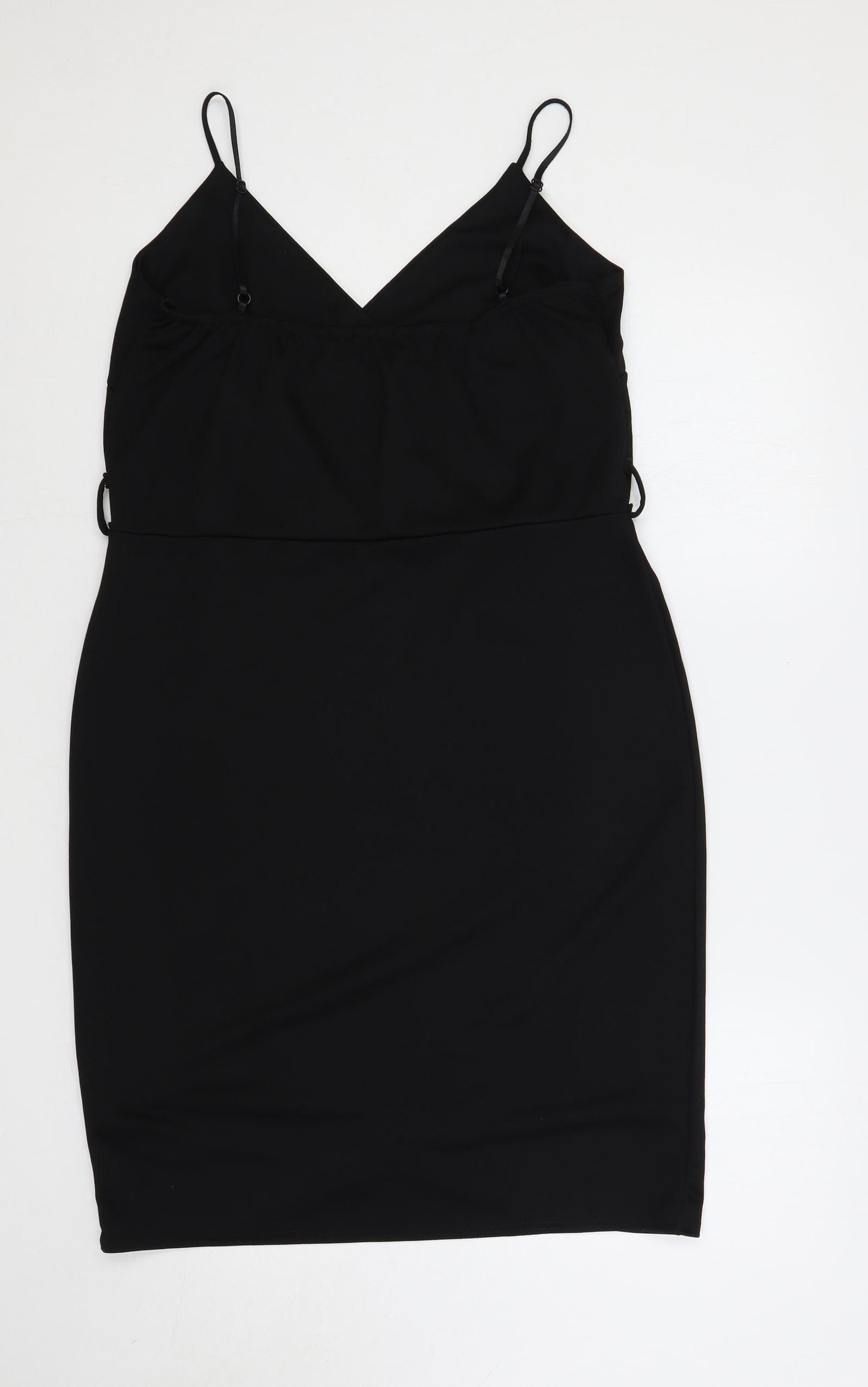 Quiz Womens Black Polyester Slip Dress Size 16 V-Neck Pullover - Buttons
