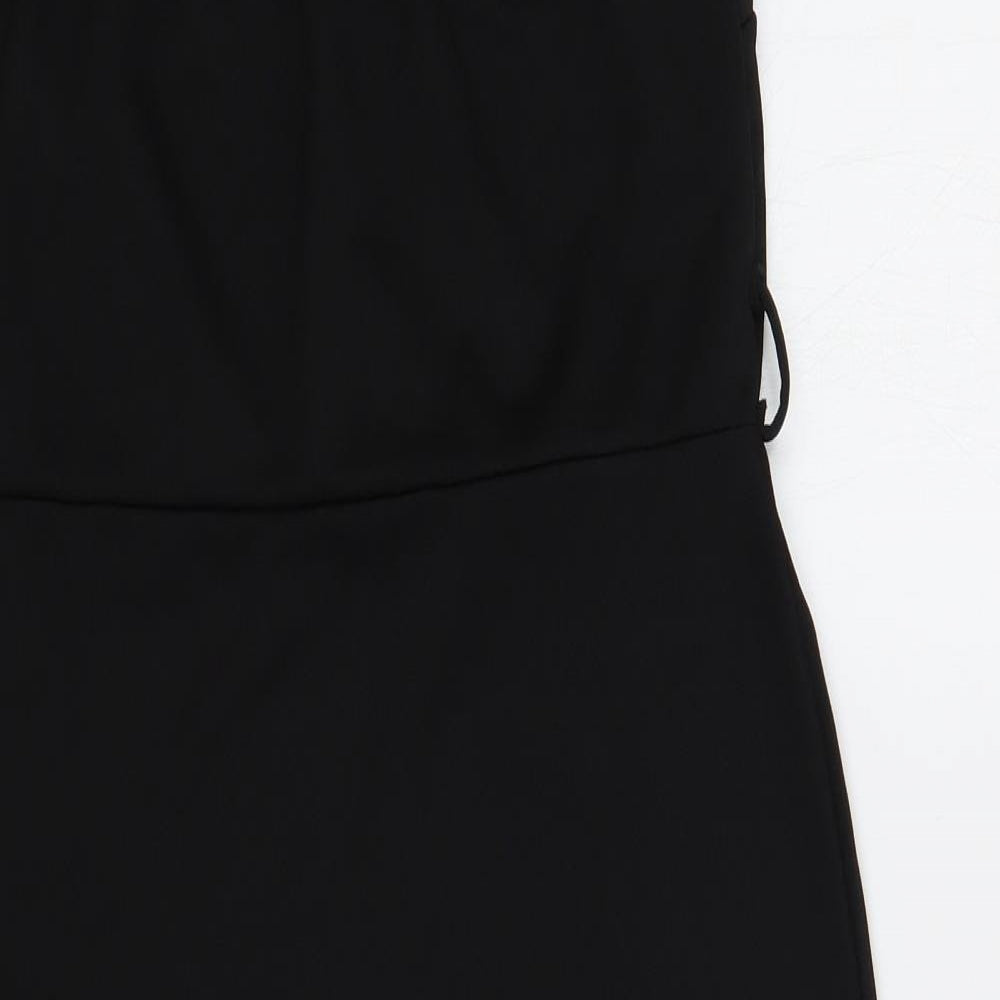 Quiz Womens Black Polyester Slip Dress Size 16 V-Neck Pullover - Buttons