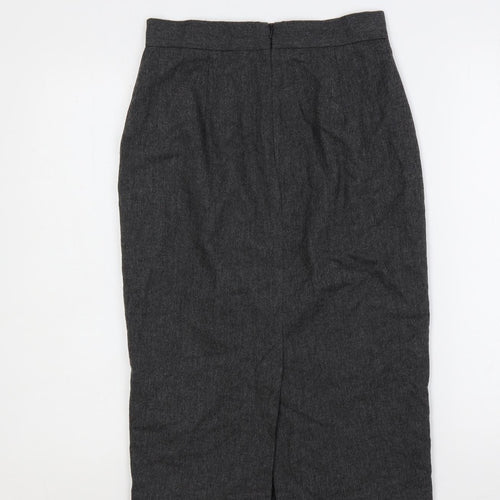 French Connection Womens Grey Herringbone Wool Straight & Pencil Skirt Size 8 Zip