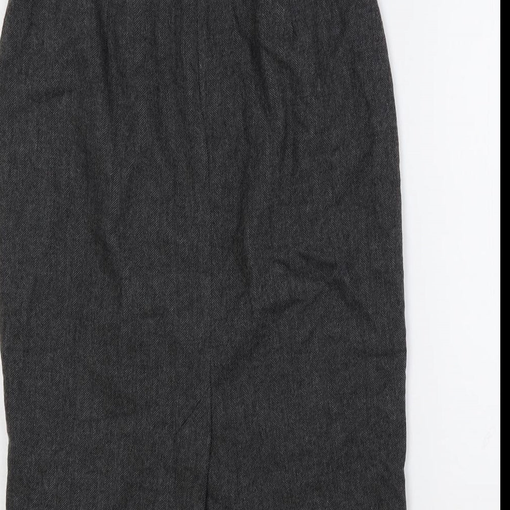 French Connection Womens Grey Herringbone Wool Straight & Pencil Skirt Size 8 Zip