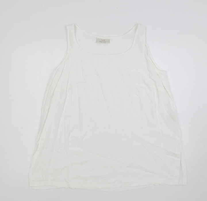 Ann Harvey Womens White Viscose Basic Tank Size 20 Scoop Neck